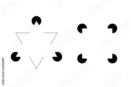 Kanizsa figures trigger the percept of an illusory contour by aligning Pac-Man-shaped inducers in the visual field such that the edges form a shape. Although not explicitly part of the image photo