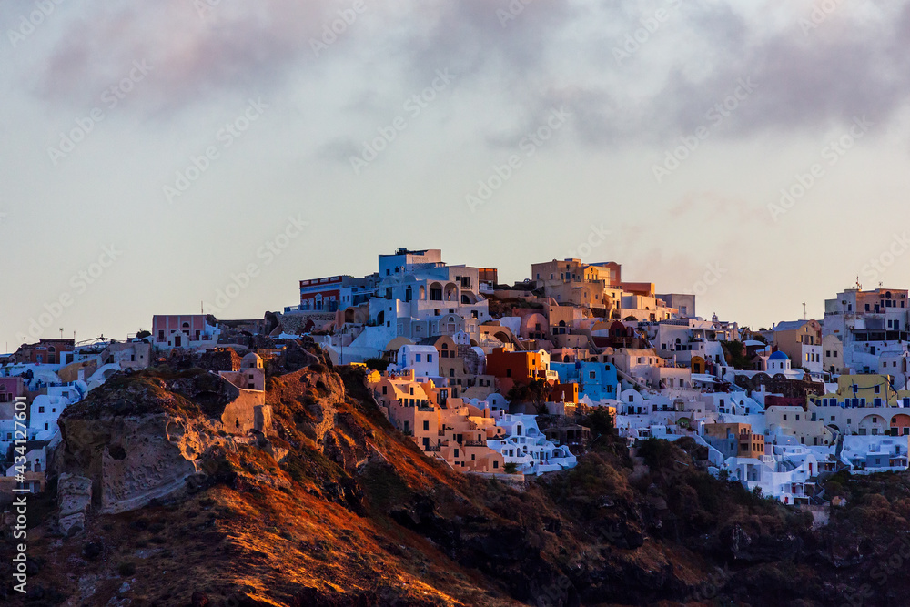 Naklejka premium Panoramic view of Santorini in the Mediterranean Sea.