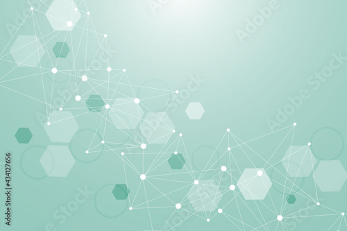 Modern futuristic background of the scientific hexagonal pattern. Virtual abstract background with particle, molecule structure for medical, technology, chemistry, science. Social network vector.