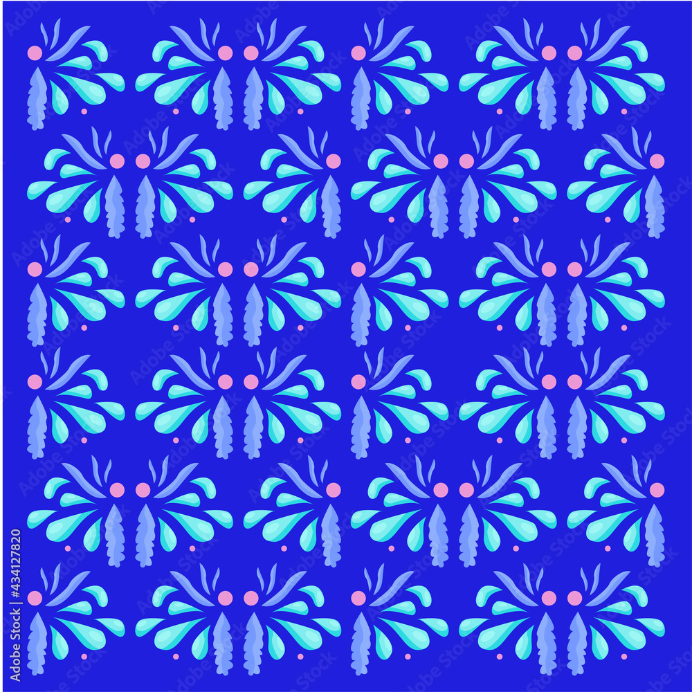 A pattern made up of drops, leaves and circles A pattern made up of drops, leaves and circles