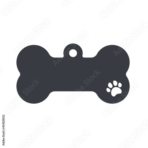 Dog tag template. Vector silhouette dog tag for neckline. Isolated on white background