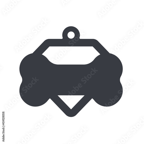 Dog tag template. Vector silhouette dog tag for neckline. Isolated on white background
