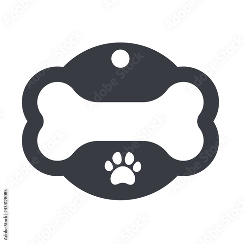 Dog tag template. Vector silhouette dog tag for neckline. Isolated on white background