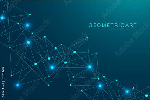 Big Data Visualization Background. Modern futuristic virtual abstract background. Science network pattern, connecting lines and dots. Global network connection .
