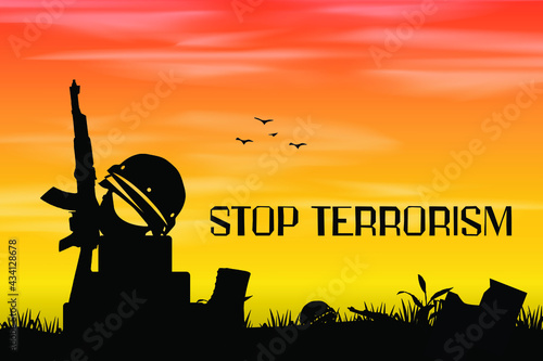 National anti-terrorism day, no terrorism background stop terrorism vector art.
