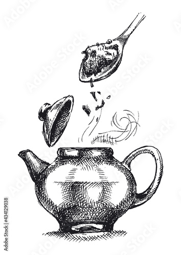 Making tea hand made illustration