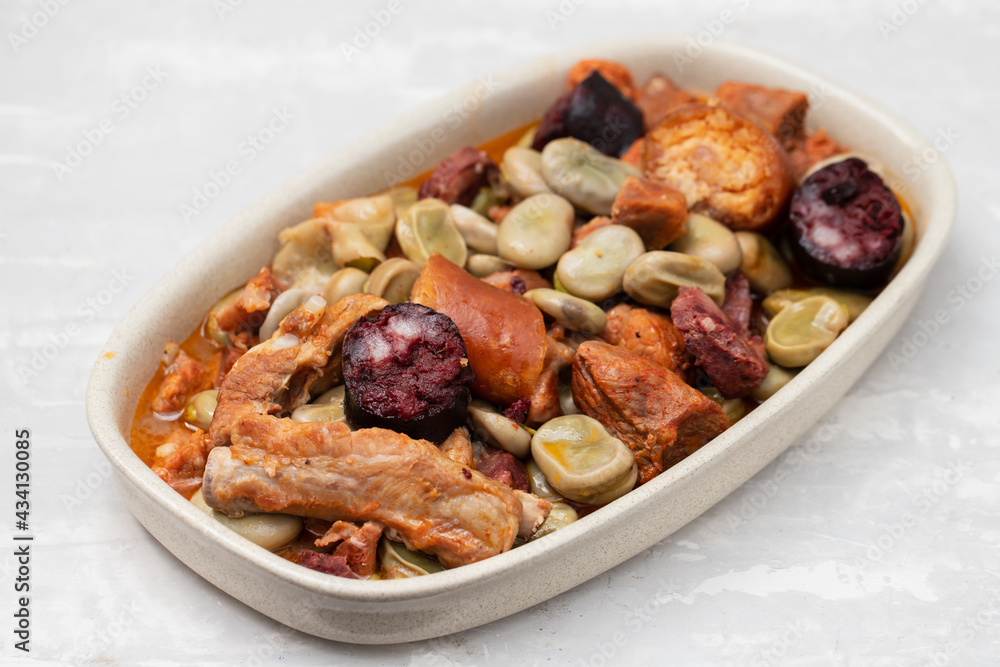 typical portuguese dish beand with meat and smoked sausages typical portuguese dish beand with meat and smoked sausages
