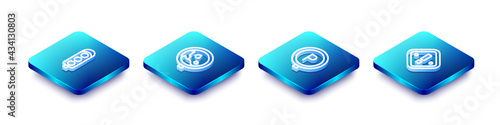 Set Isometric line Traffic light, Road warning rockfall, Parking and Exclamation mark triangle icon. Vector