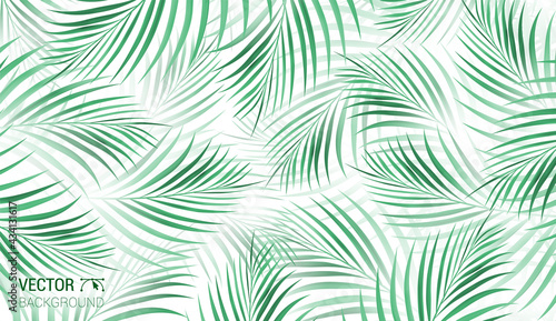 Exotic abstract vector green jungle pattern on the white background. Trendy art beach print wallpaper