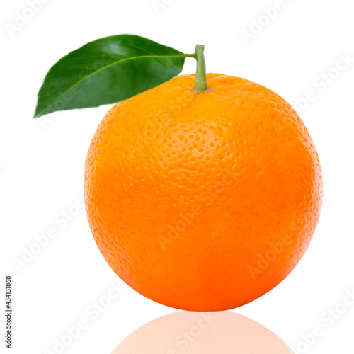 Oranges fruit with leaves isolated on white background