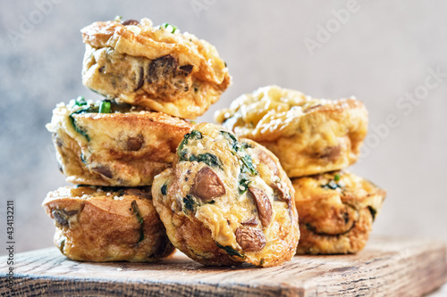 Breakfast Egg muffins with mushroom, spinach and cheese