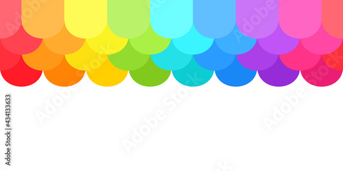 Rainbow scallop edge seamless border image. Clipart image