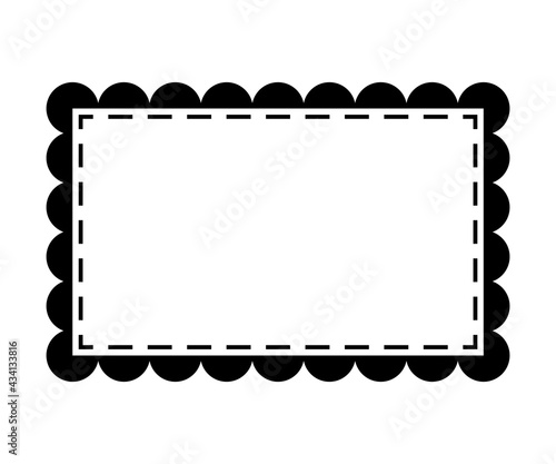 Scalloped edge rectangle frame. Clipart image