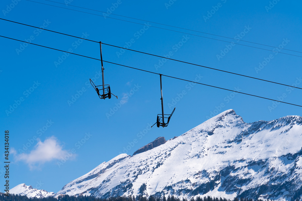 Idle ski lifts during the corona lockdown near the village of Andem in the canton of St. Gallen, Switzerlnd near the resort town of Andem in the canton of St. Gallen, Switzerlnd Idle ski lifts during the corona lockdown near the village of Andem in the canton of St. Gallen, Switzerlnd near the resort town of Andem in the canton of St. Gallen, Switzerlnd