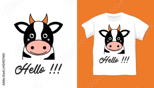 Cool and cute polar cow illustration shirt design for kid