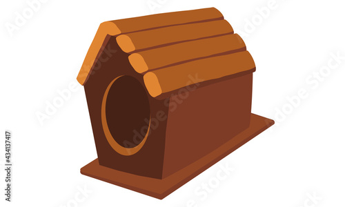 Wooden doghouse isolated on a white background. Vector illustration, isolated on white background.