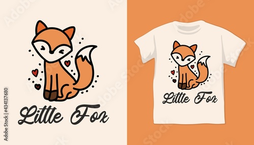 Cool and cute polar fox illustration shirt design for kid