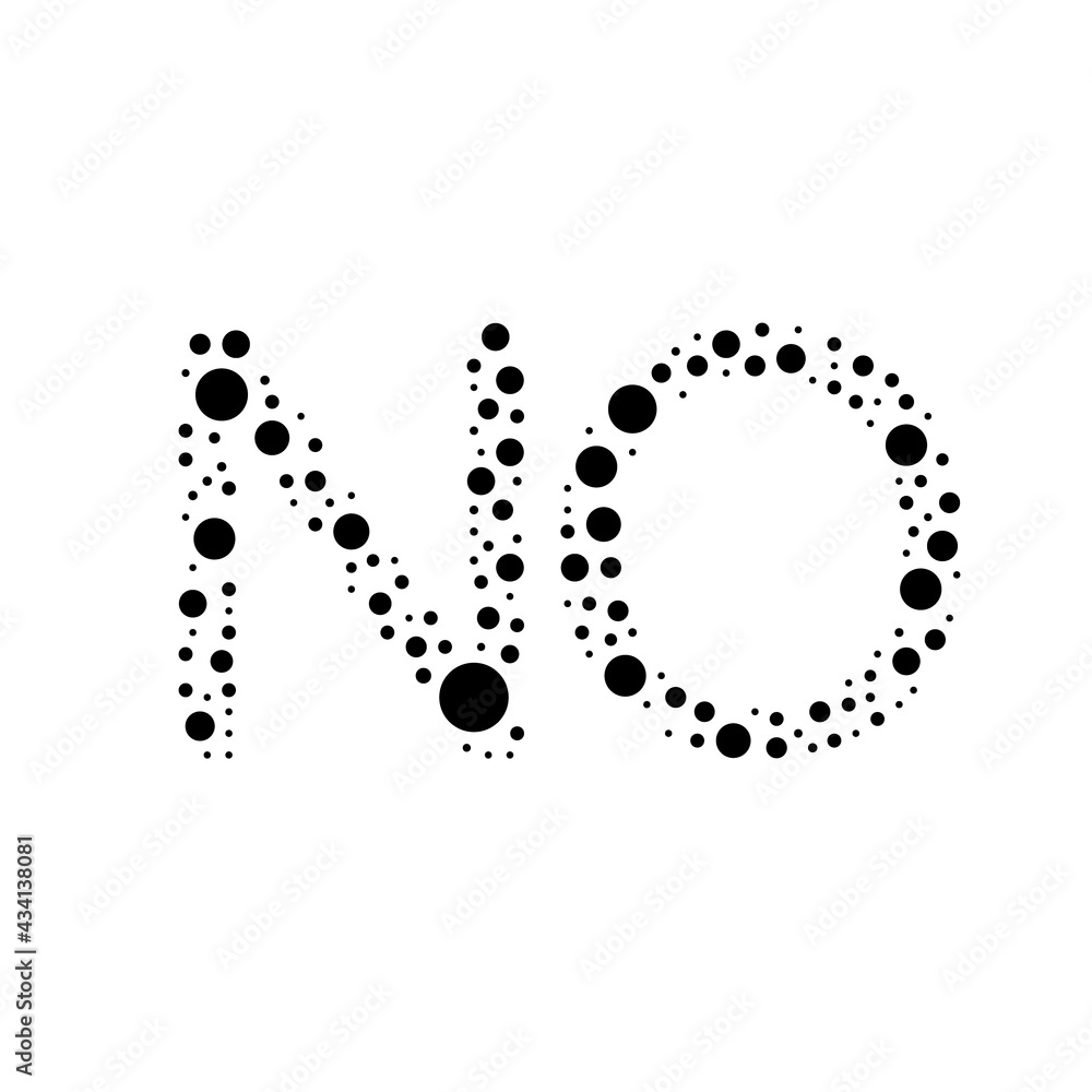 A large no symbol in the center made in pointillism style. The center symbol is filled with black circles of various sizes. Vector illustration on white background A large no symbol in the center made in pointillism style. The center symbol is filled with black circles of various sizes. Vector illustration on white background