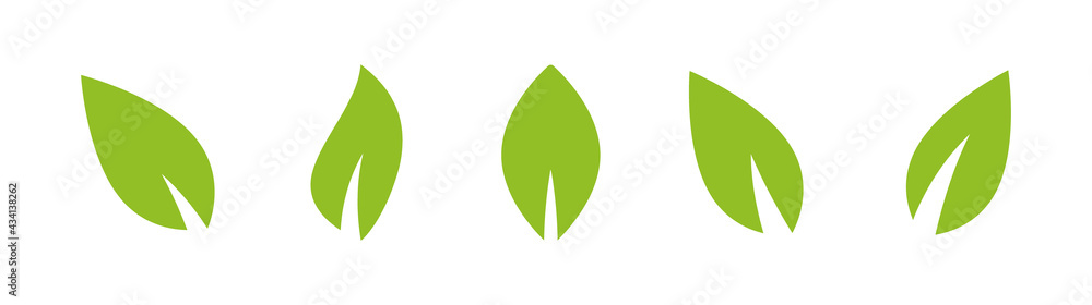 Green leaves set. eco icons, clip art. isolated on white. Vector illustration. Green leaves set. eco icons, clip art. isolated on white. Vector illustration.