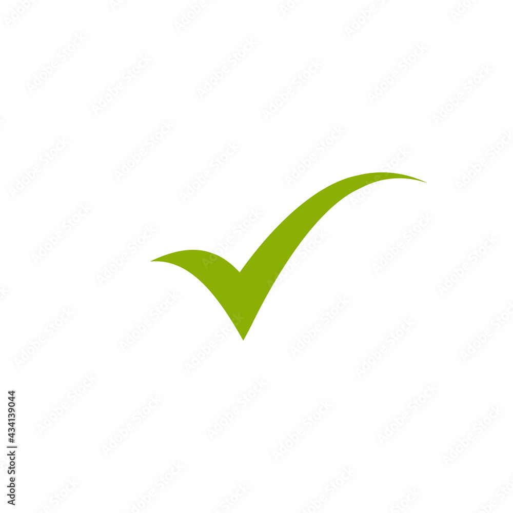 Valid Seal icon. Green cartoon tick. Flat OK sticker icon. Isolated on white. Valid Seal icon. Green cartoon tick. Flat OK sticker icon. Isolated on white.