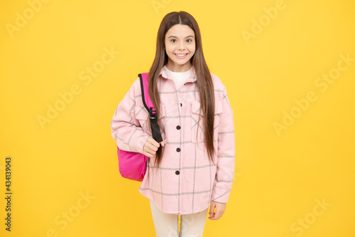 back to our classes. tween child with school bag. childhood and education. © Olena