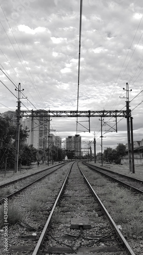 train, rails, black and white, landscape, concept, urban, photography