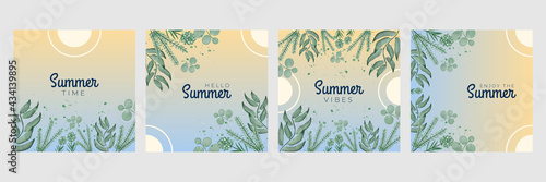 Creative summer cover design backgrounds vector. Minimal trendy style organic shapes pattern with copy space for text design for invitation, Party card,Social Highlight Covers and stories page