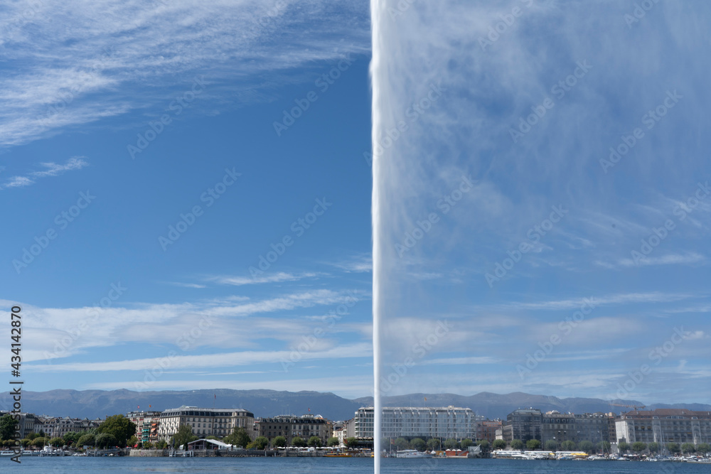 water jet and city of Geneva in Switzerland