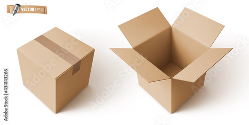 Boîtes en carton vectorielles sur fond blanc