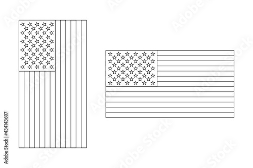 horizontal and vertical american flag outline