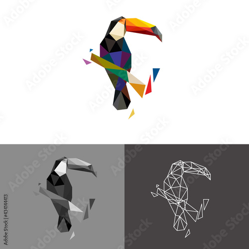 Toucan low poly polygonal triangle geometric design for logo icon symbol