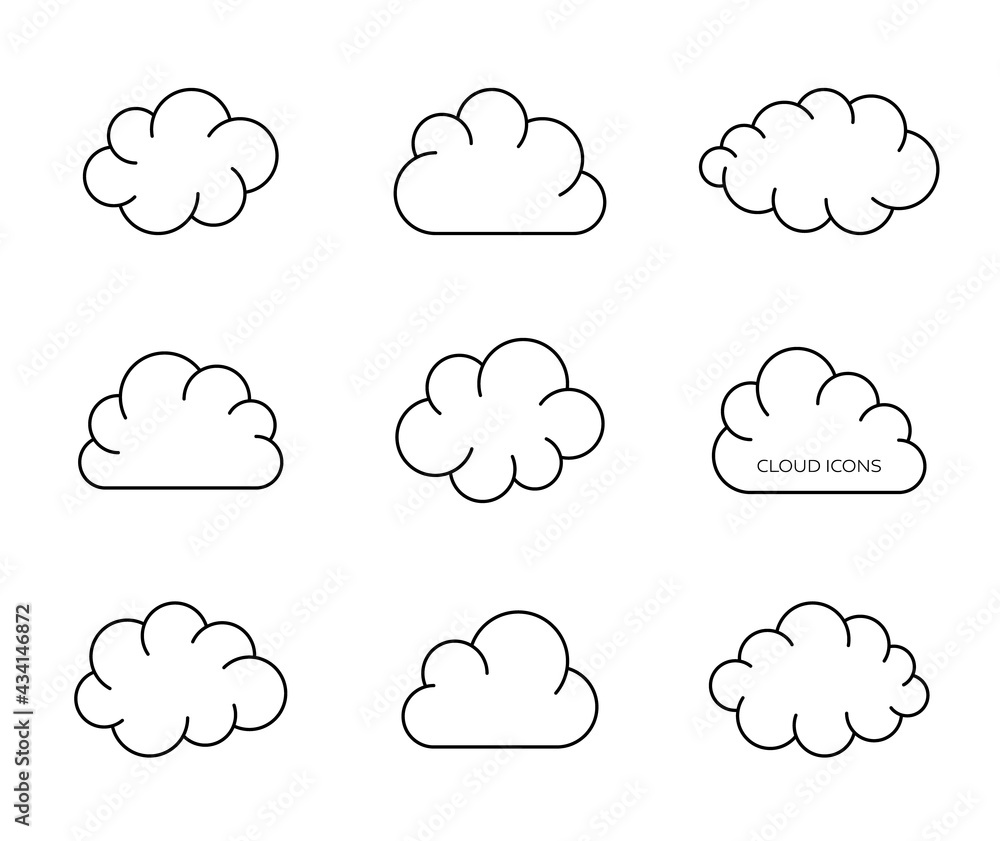 Black vector simple clouds thin line design Black vector simple clouds thin line design