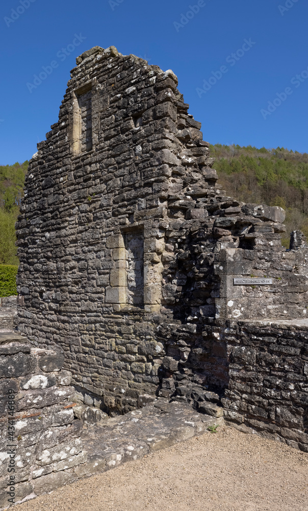 Ruins of early Abbot's chambers at Tintern Abbey, Monmouthshire, Wales, UK