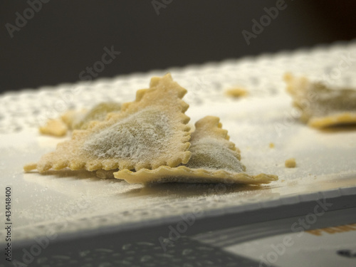 hand made artigianal ravioli pasta detail photo