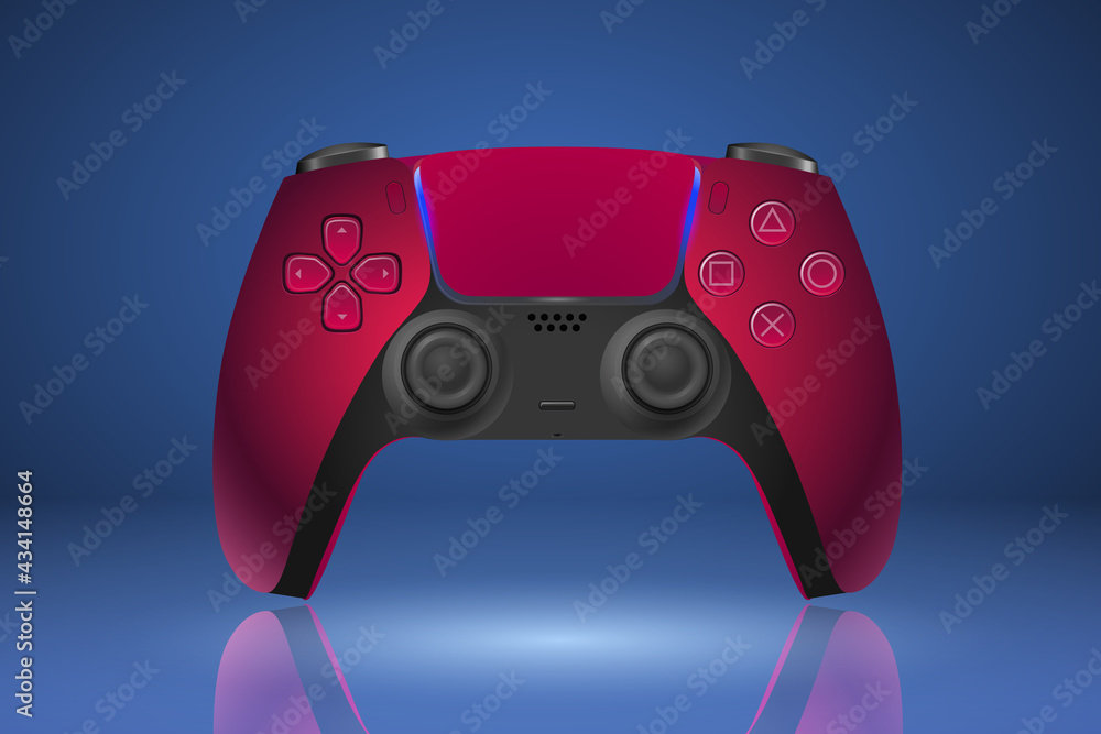 Vettoriale Stock MOSCOW, RUSSIA - MAY 13, 2021: New DualSense Cosmic Red  Controller wireless, gamepad for play on Playstation 5.