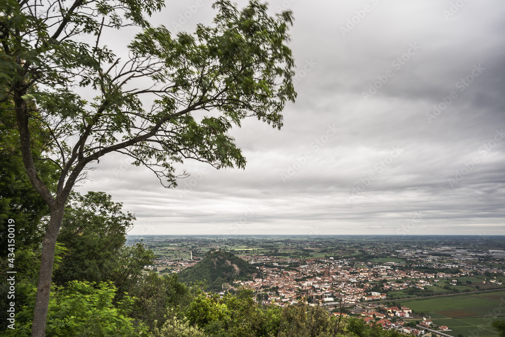 Scenic and beautiful view from the top of an hill of the landscape in Monselice Scenic and beautiful view from the top of an hill of the landscape in Monselice