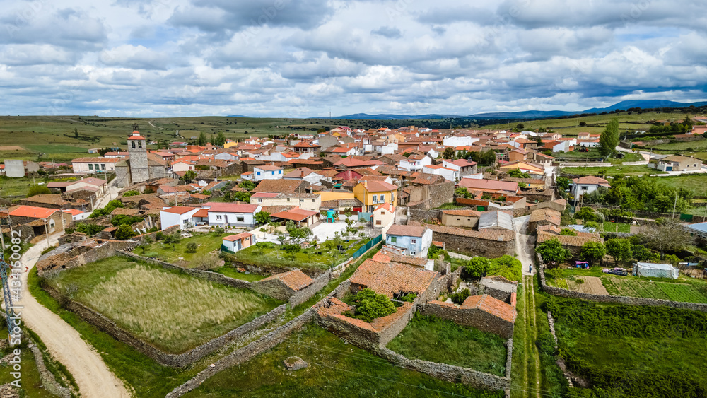 Panoramic of old stone town with old houses and narrow streets. Avila