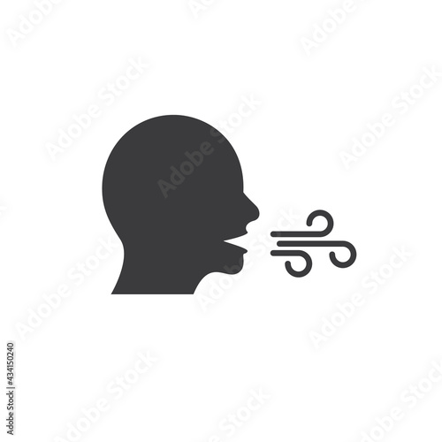 Breath line vector icon. Mouth cough health flue symbol