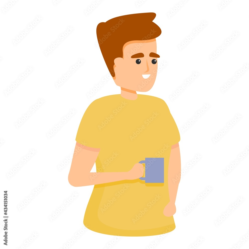 Colleague with coffee mug icon. Cartoon of Colleague with coffee mug vector icon for web design isolated on white background