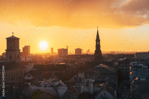 view of the city of Copenhagen at sunset © Hannes