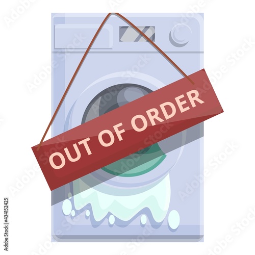 Out of order broken washing machine icon. Cartoon of Out of order broken washing machine vector icon for web design isolated on white background