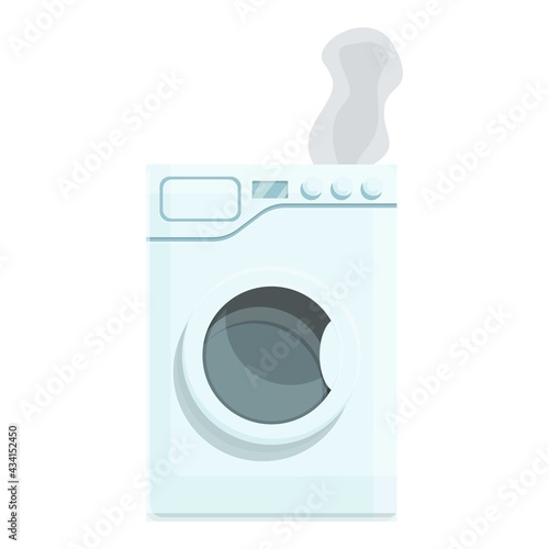 Smoking broken washing machine icon. Cartoon of Smoking broken washing machine vector icon for web design isolated on white background
