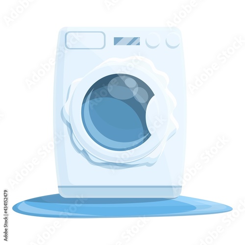 Full broken washing machine icon. Cartoon of Full broken washing machine vector icon for web design isolated on white background