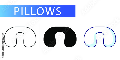 pillows types, icons set, Travel pillow