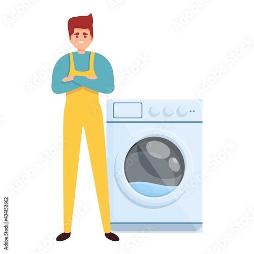 Washing machine repair man icon. Cartoon of Washing machine repair man vector icon for web design isolated on white background