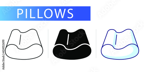 pillows types, icons set, orthopedic pillow