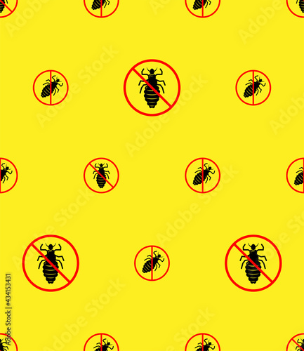 No Louse Icon Seamless Pattern, Lice Free Icon, Anti Lice, Wingless Insect, Obligate Parasite