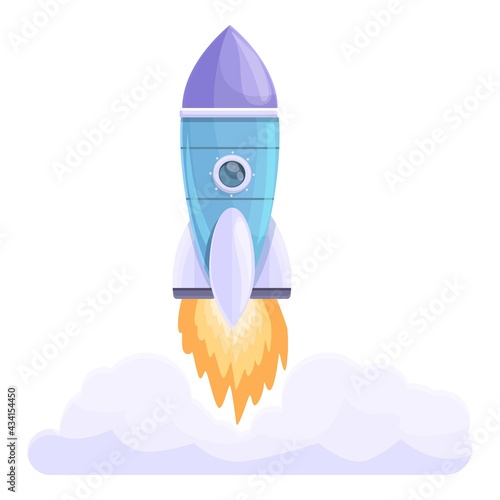 Spacecraft launch fly icon. Cartoon of Spacecraft launch fly vector icon for web design isolated on white background