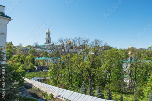 Panoramic view of the Kiev Pechersk Lavra on a spring sunny May day