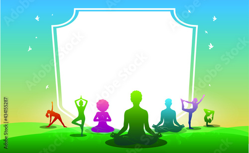 Yoga day. typography meditation and Breathing exercises to recover enhance lung power. Covid 19 Corona virus pandemic